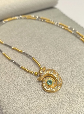 D1514# 通体S925纯银精工镶嵌祖母绿吊坠21*17*2.5mm 配证书