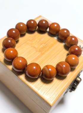 S1# 天然缅黄玉收藏级 绵橘大单圈手链 手串13.5mm 重量49.42克