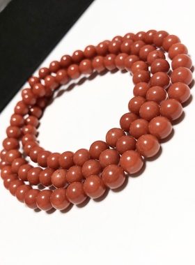 S384# 意大利红色圆珠三圈手链5.5mm 重23.24克