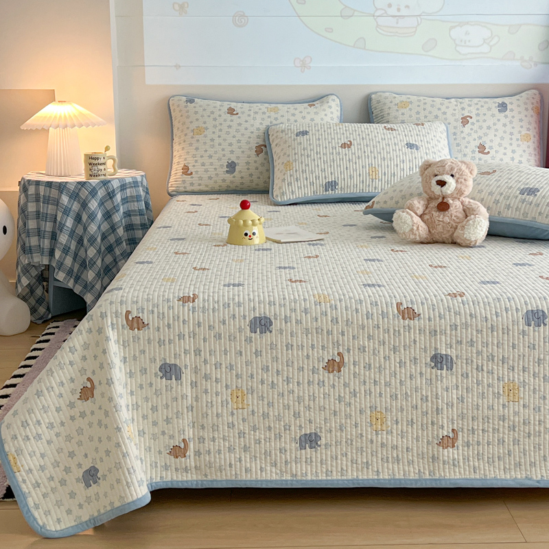 有态度一面绒一面纯棉床盖三件套夹棉绗缝榻榻米牛奶绒床单可机洗