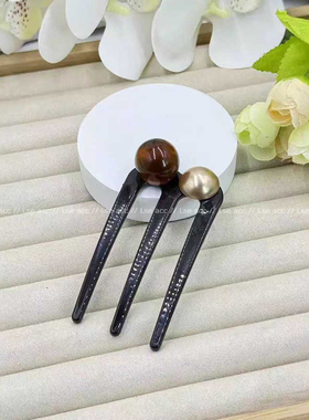 新中式简约珠珠三齿发簪