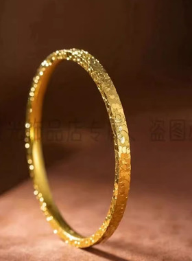 【深圳水贝】碎冰冰手镯女金包银爆闪满天星传承实心包金镯子送礼