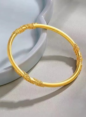 香港雪禧金包银繁花似锦手镯小众设计树叶手环时尚百搭送妈妈礼物