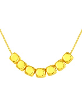 【深圳水贝】甜蜜小方糖金包银女吊坠转运珠项链锁骨链送女友礼物