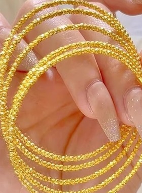 香港雪禧金包银蹦迪珠弹力手镯爆闪记忆可伸缩手环时尚三圈手串