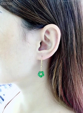 天然和田玉翡翠如意平安扣耳环