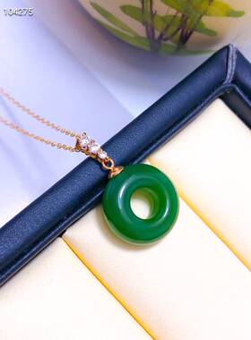 18k金碧玉平安扣甜甜圈项链坠