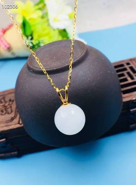 18K金羊脂白玉籽料吊坠时尚包邮