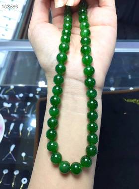 碧玉老坑料菠菜绿手串珠宝项链