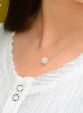 转运珠18K金天然碧玉项链挂坠