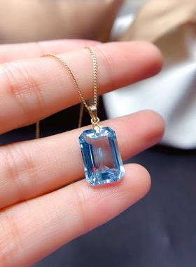 天然托帕石项链坠18k真金