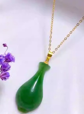 玉净瓶项链玫瑰金吊坠