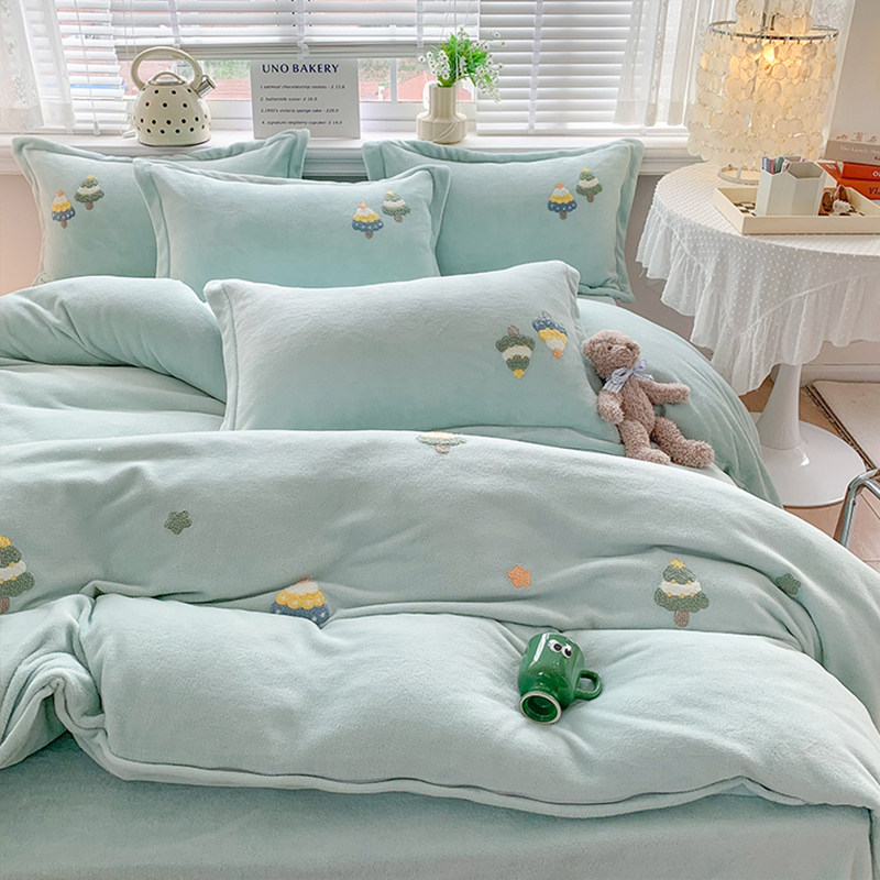 冬季牛奶绒四件套新款珊瑚绒被罩 佐唯爱床品套件/四件套/多件套