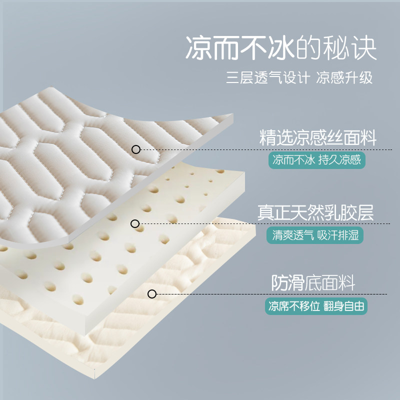 夏季冰丝乳胶床笠款纯色裸睡软凉席 佐唯爱乳胶席