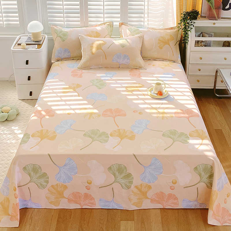 夏季床单单件纯棉100全棉三件套宿舍单人枕套垫被单炕单布料1米8 - 图0