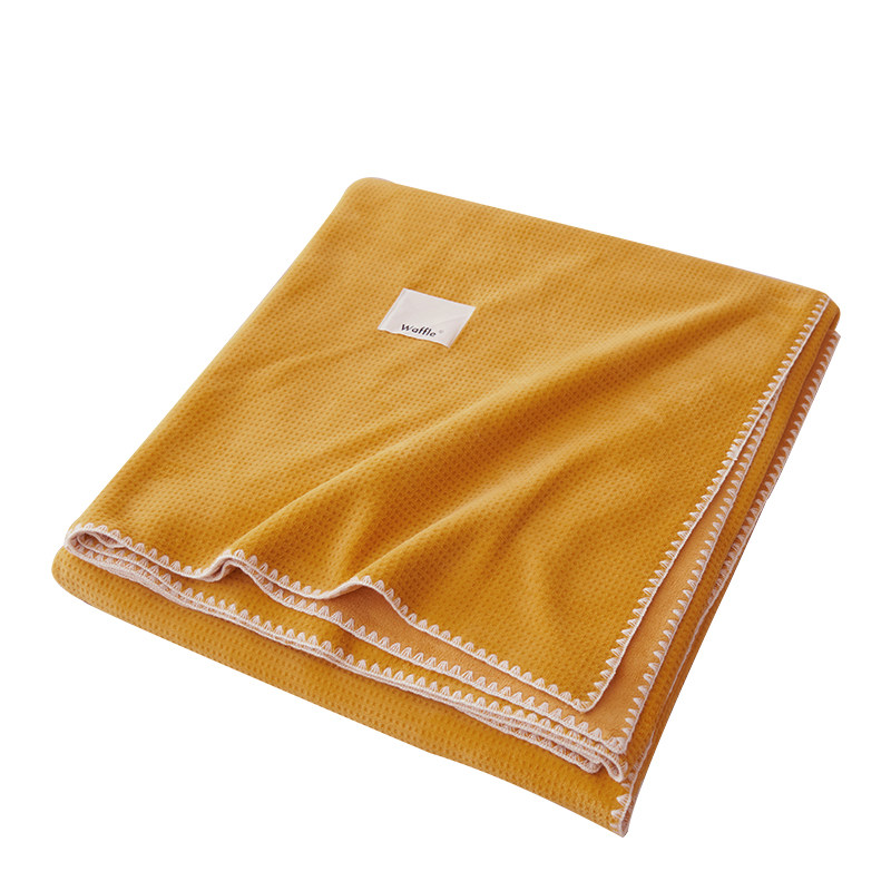 华夫格沙发午睡休珊瑚绒盖睡毛巾被 佐唯爱休闲毯/毛毯/绒毯