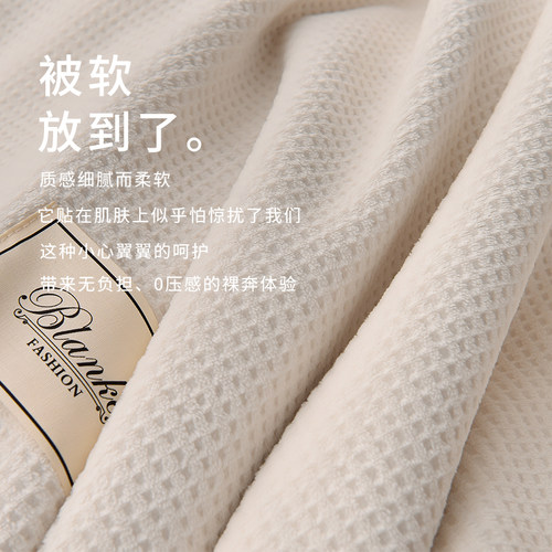 华夫格毛毯夏季薄款沙发毯办公室午睡毯子空调被午休小盖毯航空毯 - 图3