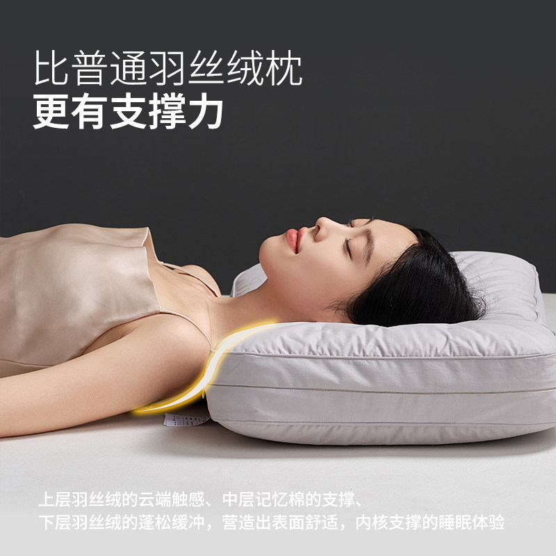五星级酒店鹅绒枕头护颈椎助睡眠羽绒枕芯成人专用记忆棉护颈枕头,淘宝优惠券,粉丝福利购,淘宝优惠卷