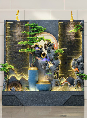 假山流水喷泉循环水鱼缸造景