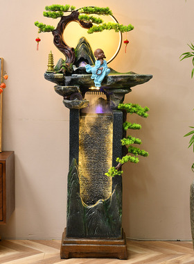 中式禅意假山田园流水喷泉景观