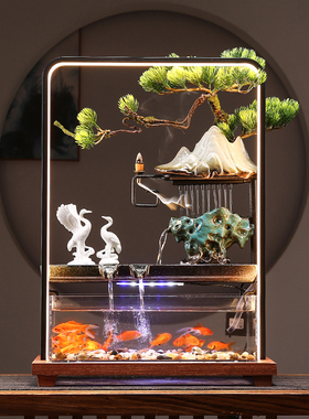 流水生财禅意风办公室桌面循环水