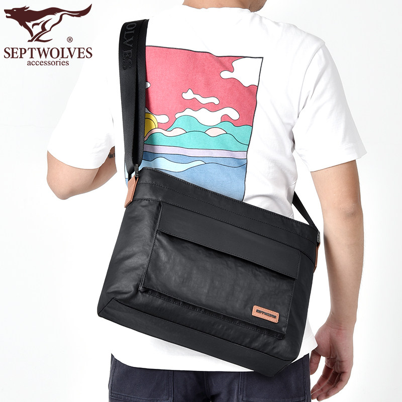 七匹狼男士牛津布新款防水单肩包 七匹狼天衢男士包袋