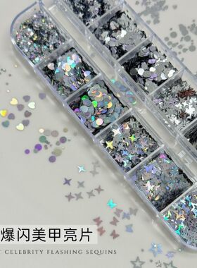 12格网红爆闪亮片美甲饰品