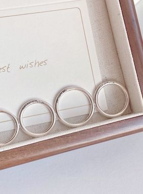 ins风百搭纯银刻字素戒情侣指环