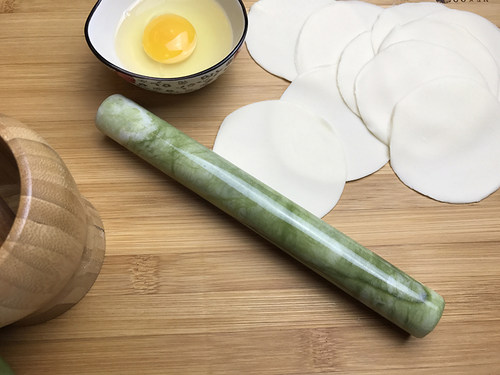 纯天然岫玉擀面杖 玉石擀面杖 佳品 擀饺皮 不粘面 - 图1