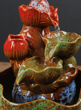 流水喷泉办公桌盆景鱼缸开业礼品