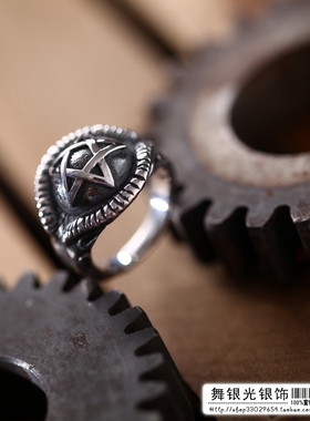 泰国饰品纯银五芒星实心戒指