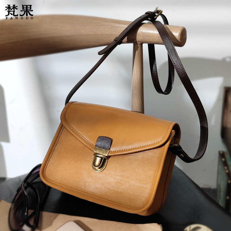 真皮斜跨复古小方包女士头层植鞣牛皮手机包小众单肩包百搭小包潮,淘宝优惠券,粉丝福利购,淘宝优惠卷