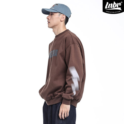 LNBR24秋新品咖啡色MECHA字母印花卫衣宽松休闲美式休闲情侣上衣 - 图1