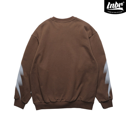 LNBR24秋新品咖啡色MECHA字母印花卫衣宽松休闲美式休闲情侣上衣 - 图2