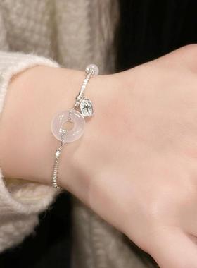 招财平安扣碎银子手链女s925银2025新款小众精致闺蜜生日礼物手饰