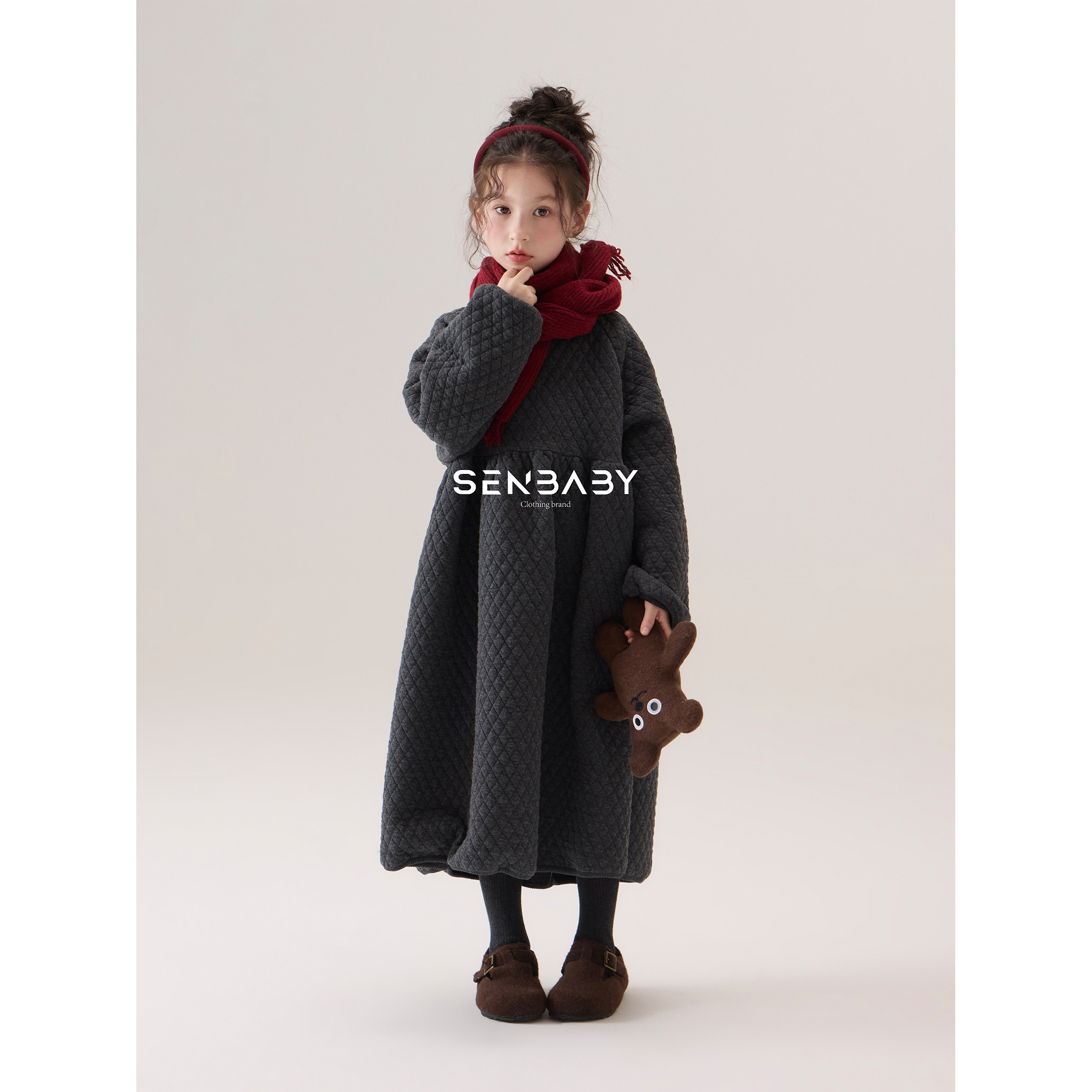 【现货】senbaby童装女童韩系长袖棉裙冬季儿童绗薄棉洋气连衣裙,淘宝优惠券,粉丝福利购,淘宝优惠卷