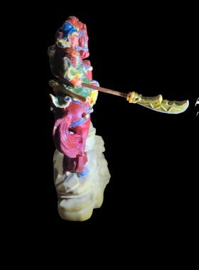 黄杨木雕手工雕刻骑马关公摆件