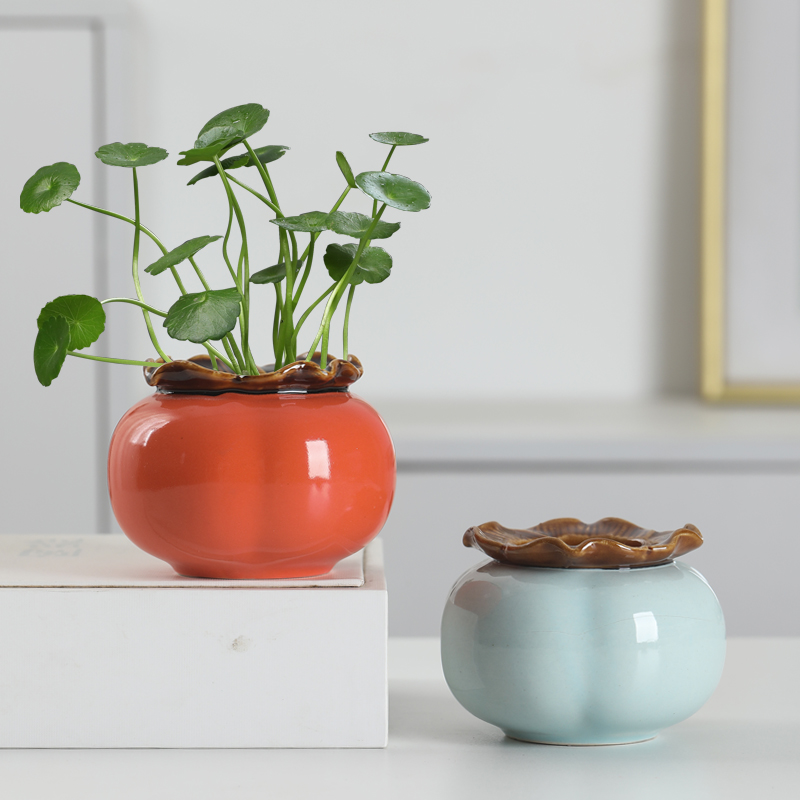 创意柿子花瓶陶瓷水养绿萝水培花盆花器客厅桌面办公桌装饰品摆件,淘宝优惠券,粉丝福利购,淘宝优惠卷