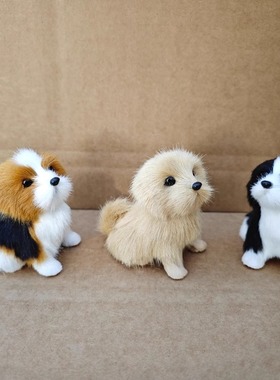 仿真狗娃 仿真哈士奇仿真萨摩耶白色小狗 灰狗小蹲狗摆件工艺品