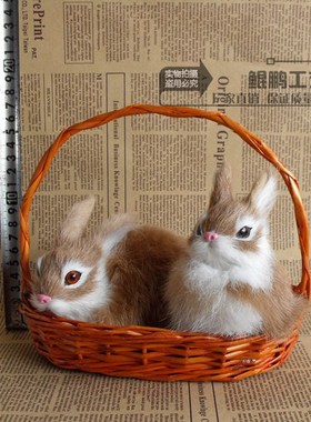 仿真兔子摆件皮毛工艺品