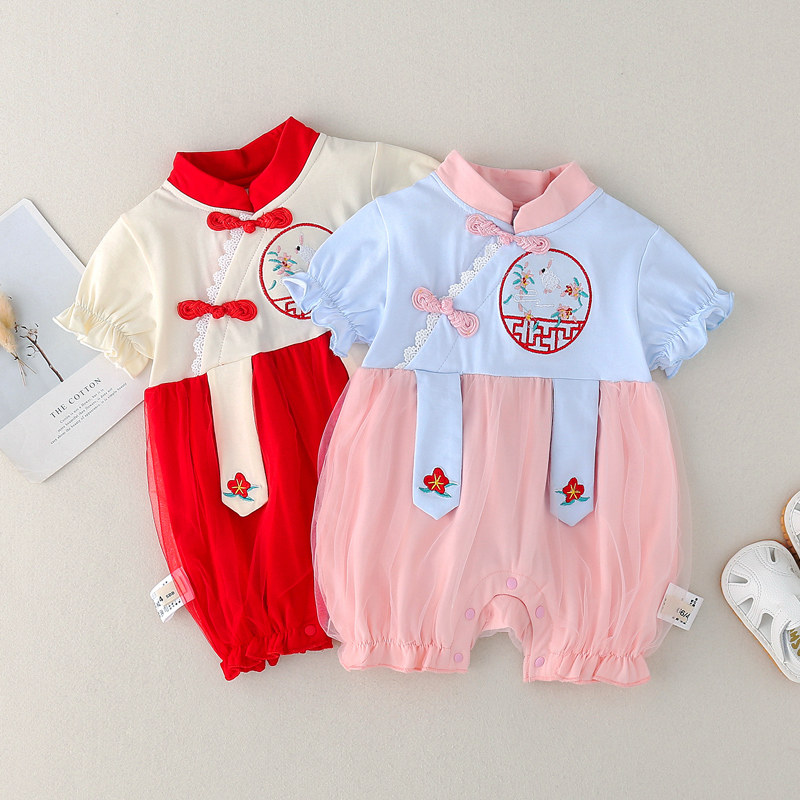 婴儿衣服夏季0-1岁外出满月连体衣 十点伴方克连身衣/爬服/哈衣