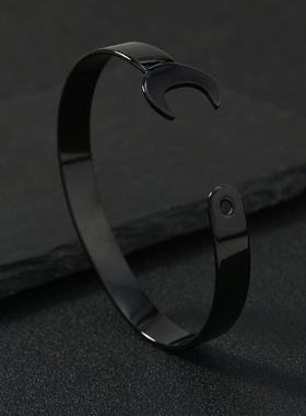 欧美热销钛钢C形手镯 时尚创意扳手手镯开口可调节手环不锈钢饰品