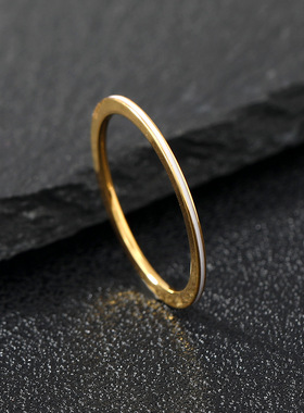 1mm极细滴油钛钢戒指钛钢