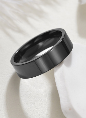 跨境货源欧美时尚简约风不锈钢情侣饰品4MM6MM8MM光面戒指