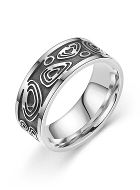 时尚雕刻抹油男士指环