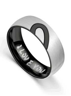 爱心形钛钢戒指ILOVEYOU