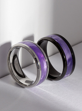 黑色典雅紫色炫彩贝壳情侣