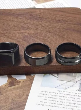 套装饰品欧美男士黑色钛钢戒指