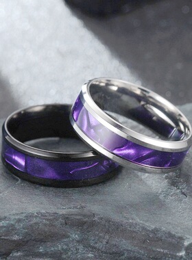 欧美跨境时尚气质钛钢戒指 紫色经典潮流戒指环手饰品