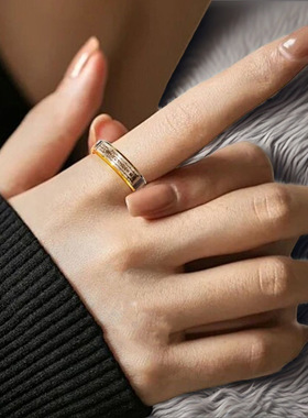 嘻哈 中古风 五路财神 钛钢戒指女 轻奢小众复古潮男指环手饰品批